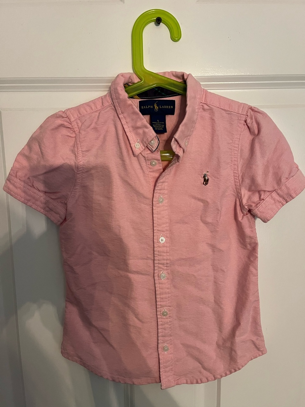 Ralph Lauren Light Pink Short Sleeve Button-Down Shirt for Kids